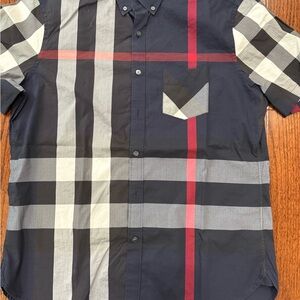 Burberry Black and Red Casual Button Down Shirt